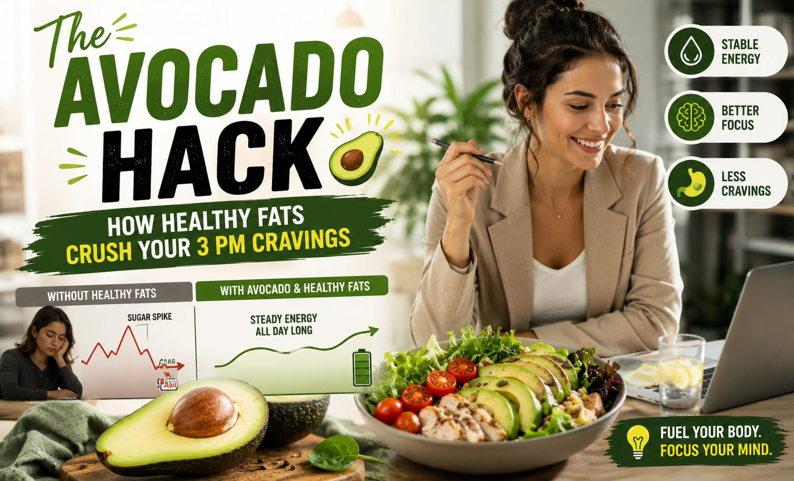 The Avocado Hack: How Healthy Fats Stop 3 PM Cravings and Boost Energy Naturally